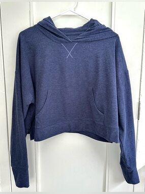 Cropped Hoodie Athleisure Minimalist Gym Lounge Oversized Fit Blue Fabletics M